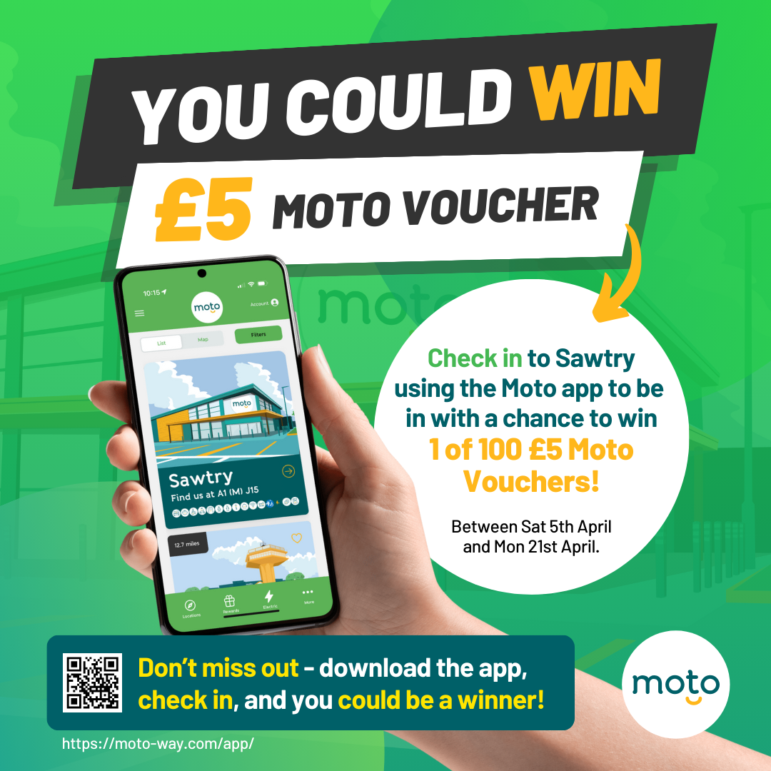Your chance to with 1 of 100 £5 Moto vouchers